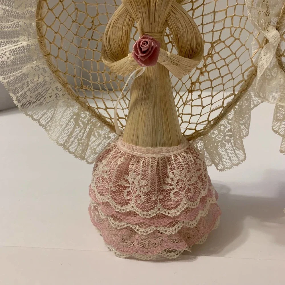 Vintage‎ Corn Silk Angels Dolls Tree Toppers Set of 2